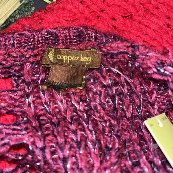 NWT Copper Key Cardigan Sweater Open Front Crochet Pink Purple Lightweight Sz M - Picture 7 of 8